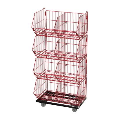 Basket Stackable Movable Wire Dump Bins HT-DS407